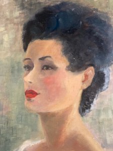 Peinture Huile Sur Carton 1950 Portrait Femme Impressionnisme Art XXe