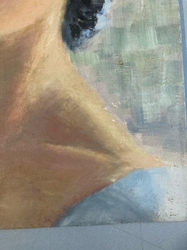 Peinture Huile Sur Carton 1950 Portrait Femme Impressionnisme Art XXe