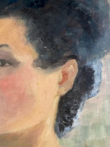 Peinture Huile Sur Carton 1950 Portrait Femme Impressionnisme Art XXe