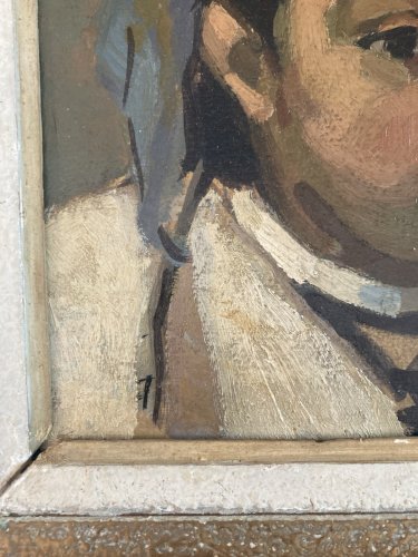 Peinture Huile Sur Carton 1950 Portrait Jeune Fille Femme Helene Vogt Painting