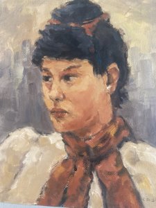 Peinture Huile Sur Carton 1960 Portrait Femme Expressionniste Art