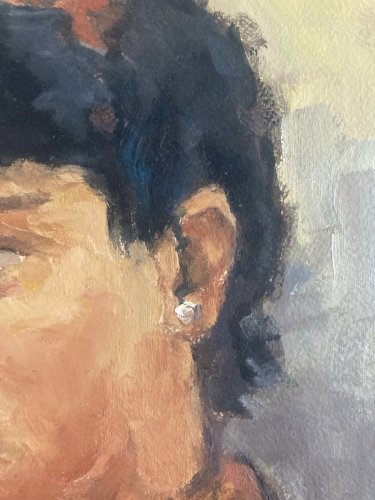 Peinture Huile Sur Carton 1960 Portrait Femme Expressionniste Art