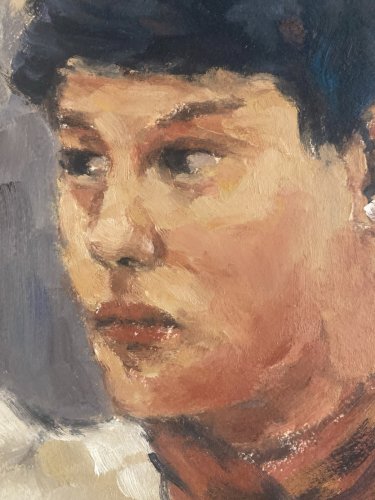 Peinture Huile Sur Carton 1960 Portrait Femme Expressionniste Art