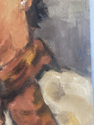 Peinture Huile Sur Carton 1960 Portrait Femme Expressionniste Art