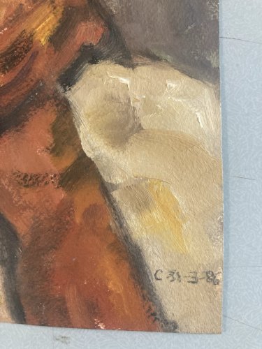 Peinture Huile Sur Carton 1960 Portrait Femme Expressionniste Art