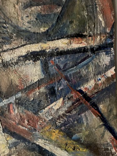 Peinture Huile Sur Panneau 1950 Portrait Homme Expressionniste Expressionnisme