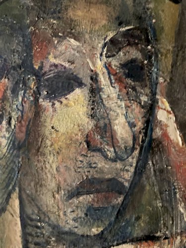 Peinture Huile Sur Panneau 1950 Portrait Homme Expressionniste Expressionnisme