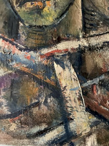 Peinture Huile Sur Panneau 1950 Portrait Homme Expressionniste Expressionnisme