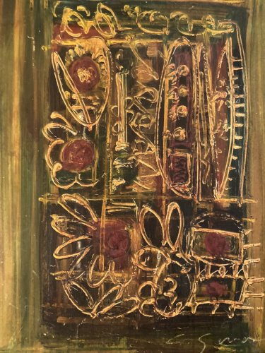 Peinture Huile Sur panneau Abstrait A Identifier Abstraction Lyrique 1970