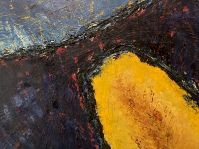 Oil Painting on panel Abstract Lyric Abstraction 1970 Original