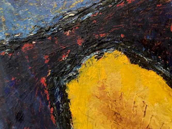 Peinture Huile Sur panneau Abstrait  Painting Abstraction Lyrique 1970 Original