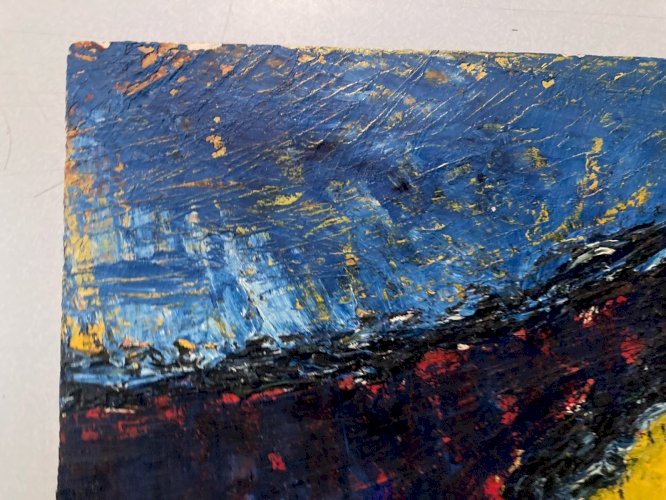 Peinture Huile Sur panneau Abstrait  Painting Abstraction Lyrique 1970 Original