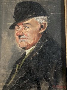 Peinture Huile sur panneau bois Homme portrait 1900 Hermann RITTER Painting Art