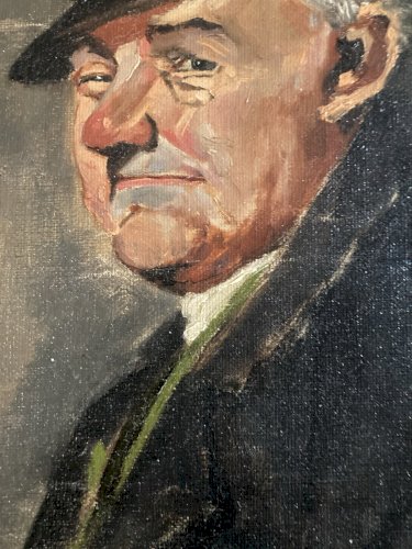 Peinture Huile sur panneau bois Homme portrait 1900 Hermann RITTER Painting Art