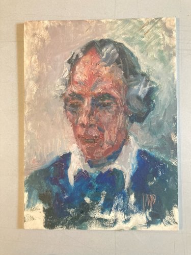 Peinture Huile sur panneau bois Homme Portrait 1960 Ancien Signé Art