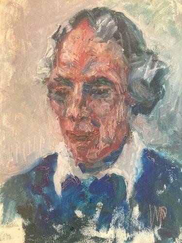 Peinture Huile sur panneau bois Homme Portrait 1960 Ancien Signé Art