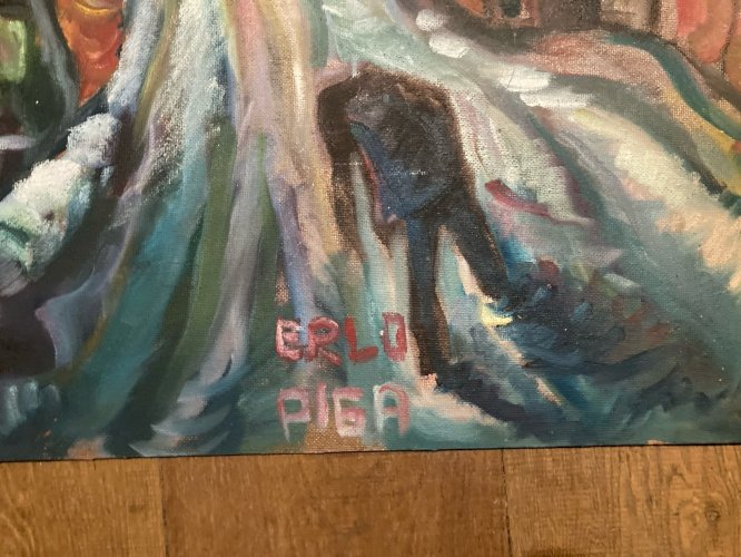 Peinture Huile sur panneau Village Tahiti 1970 Art Expressionnisme