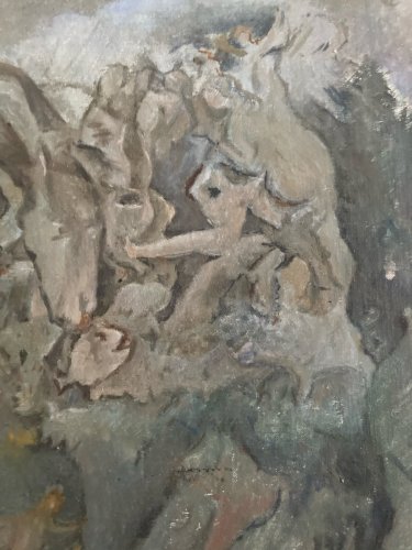 Peinture Huile Sur Toile 1960 Mer Abstrait Art Abstraction A Identifier Ancien