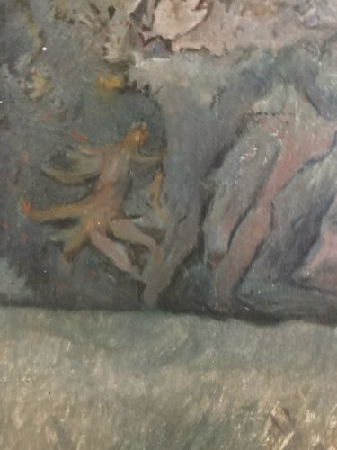 Peinture Huile Sur Toile 1960 Mer Abstrait Art Abstraction A Identifier Ancien