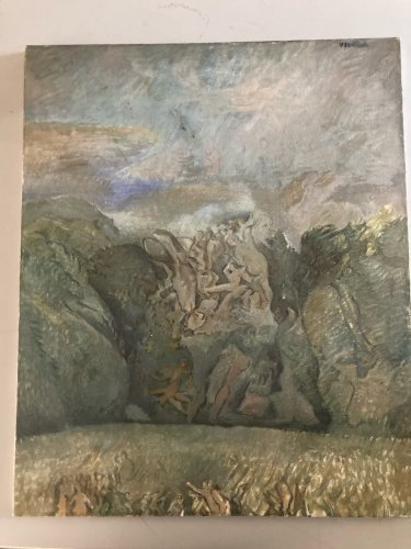 Peinture Huile Sur Toile 1960 Mer Abstrait Art Abstraction A Identifier Ancien