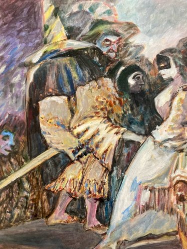 Peinture, Huile Sur Toile, 2002 Carnaval De Venise Jean-Francois Oudin Art