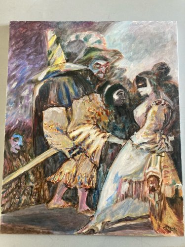 Peinture, Huile Sur Toile, 2002 Carnaval De Venise Jean-Francois Oudin Art