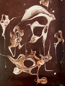 Oil Painting on Canvas Abstract Signed Graff Hst Abstraction Art 1960