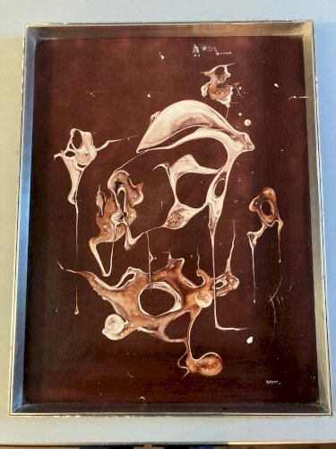 Peinture Huile Sur Toile Abstrait Signé Graff Hst Abstraction Art 1960