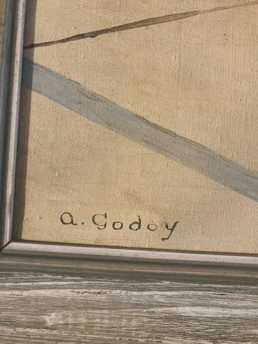 Peinture Huile Sur Toile Antonio GODOY Orientaliste 1950 Orientalisme Ancien Art