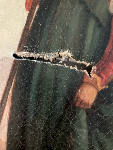 Peinture Huile sur Toile Berger Mouton XIXe 1850 Montagne Ancien Art