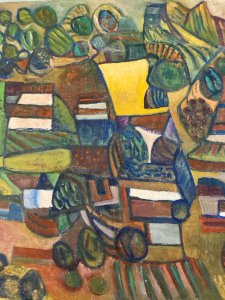 Peinture Huile Sur Toile Cubiste Cubisme Paysage Village Maison Arbre