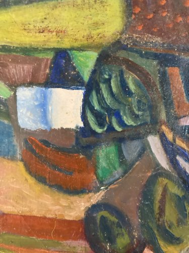 Peinture Huile Sur Toile Cubiste Cubisme Paysage Village Maison Arbre