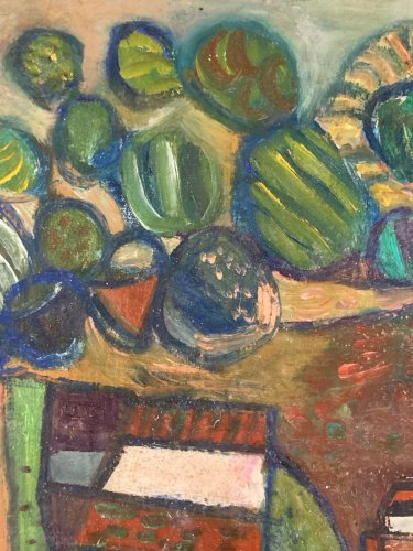 Peinture Huile Sur Toile Cubiste Cubisme Paysage Village Maison Arbre