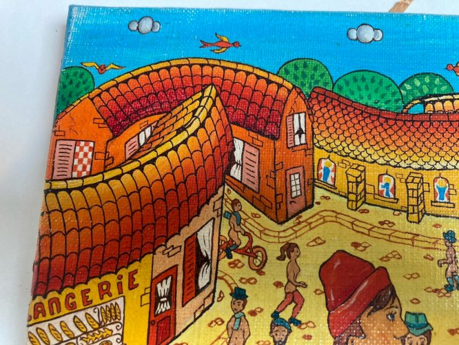 Peinture Huile Sur Toile Danse Ours Art Naïf Naïf Brut Bernard VERCRUYCE 1970