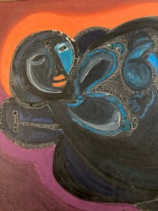 peinture Huile Sur Toile Femme 1950 art Ancien Signé XXe Maternité Nu Nue