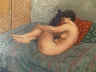 peinture Huile Sur Toile Femme 1960 Signé corps Van Melkebeke Jacques Art