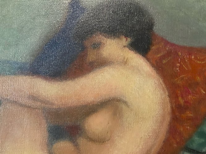 peinture Huile Sur Toile Femme 1960 Signé corps Van Melkebeke Jacques Art