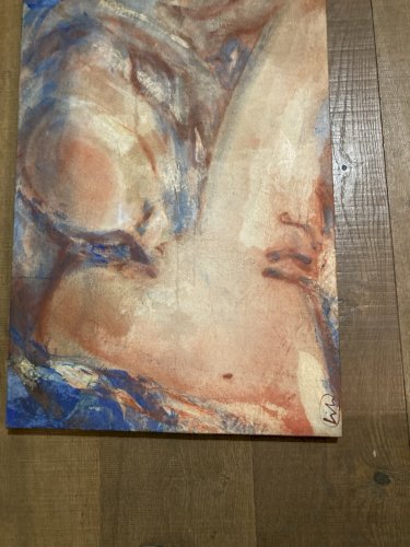 peinture Huile Sur Toile Femme Homme 2002 Art Le Poulpe Signé À Identifier