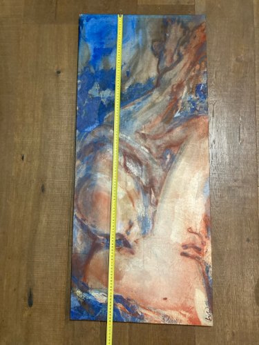 peinture Huile Sur Toile Femme Homme 2002 Art Le Poulpe Signé À Identifier