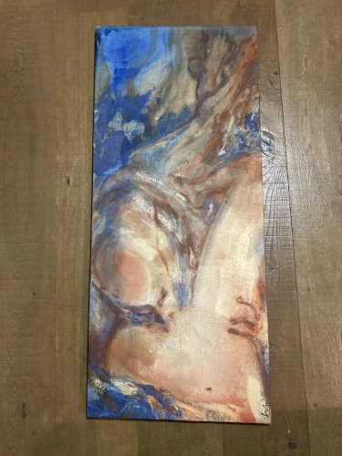 peinture Huile Sur Toile Femme Homme 2002 Art Le Poulpe Signé À Identifier