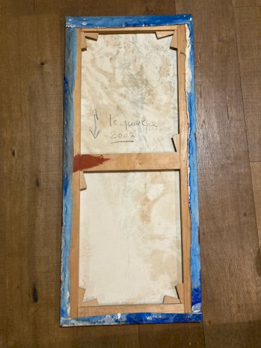 peinture Huile Sur Toile Femme Homme 2002 Art Le Poulpe Signé À Identifier