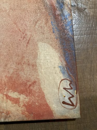 peinture Huile Sur Toile Femme Homme 2002 Art Le Poulpe Signé À Identifier