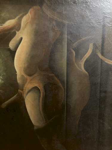 peinture Huile Sur Toile Femme Homme Bernard OUVRARD Erotique 1980 Art