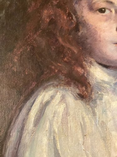 Peinture Huile sur Toile femme portrait 1900 Jeune Fille Rousse Roux