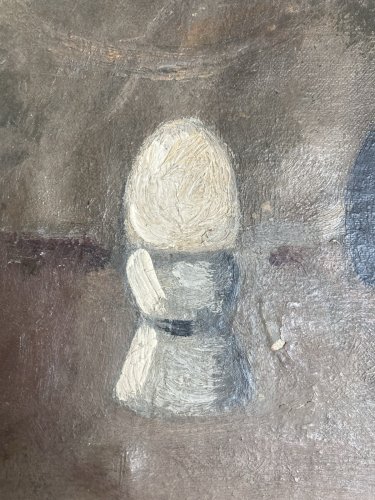 Peinture Huile Sur Toile Œuf Coquetier Coque Surréaliste Surréalisme 1930 Ancien