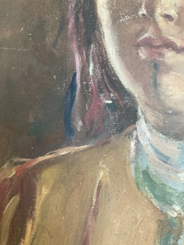 Peinture Huile Sur Toile Portrait Orientaliste XIXe Orientalisme Femme Ancien