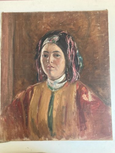 Peinture Huile Sur Toile Portrait Orientaliste XIXe Orientalisme Femme Ancien
