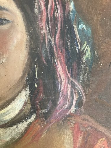 Peinture Huile Sur Toile Portrait Orientaliste XIXe Orientalisme Femme Ancien