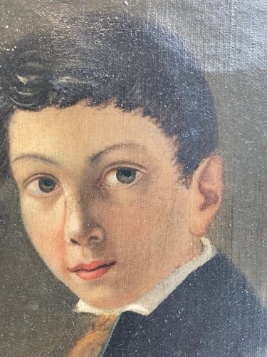 Peinture Huile Sur Toile Portrait XIXe Enfant Restauration Art Ancien Hst 1850