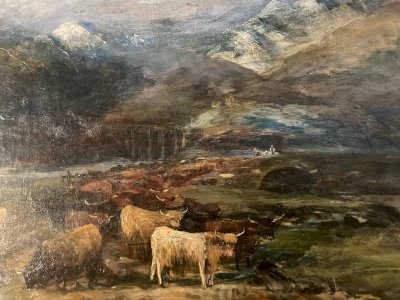 Peinture Huile Sur Toile XIXe Troupeau Vaches Vache École Anglaise